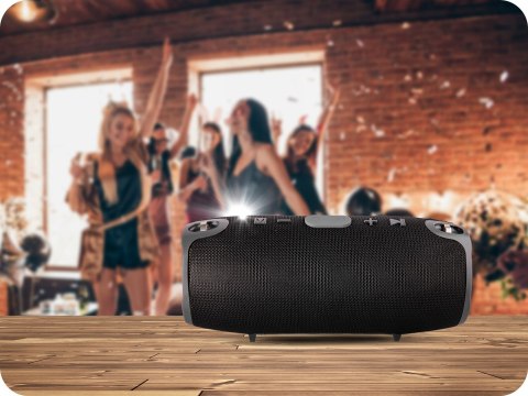 Mocny Głośnik Bezprzewodowy Bluetooth Boombox Przenośny Z Uchwytem Czarny