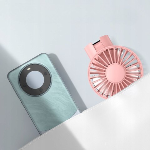 Przenośny Cichy Mini Wentylator 3W1 Topkk38 Ręczny Biurkowy 2400Mah Różowy