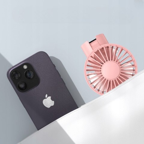Przenośny Cichy Mini Wentylator 3W1 Topkk38 Ręczny Biurkowy 2400Mah Różowy