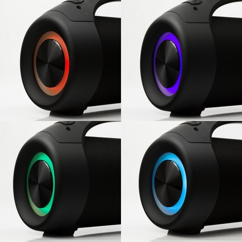 Przenośny Głośnik Bluetooth Bezprzewodowy Bass Usb Aux Rgb Ipx5 Czarny 3600