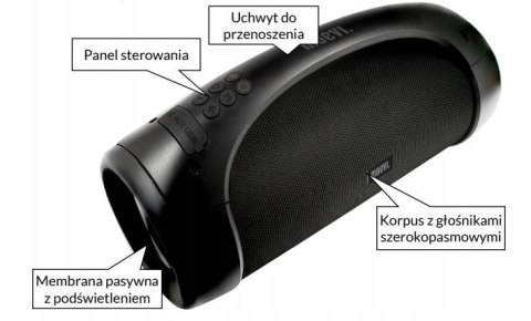 Przenośny Głośnik Bluetooth Bezprzewodowy Bass Usb Aux Rgb Ipx5 Czarny 3600