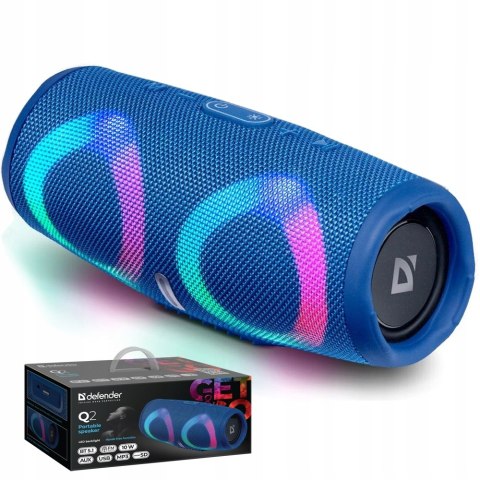 Przenośny Głośnik Bluetooth Defender Q22023 Led 10W Usb Sd Fm Aux Niebieski