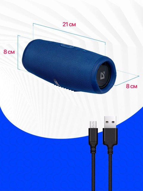 Przenośny Głośnik Bluetooth Defender Q22023 Led 10W Usb Sd Fm Aux Niebieski