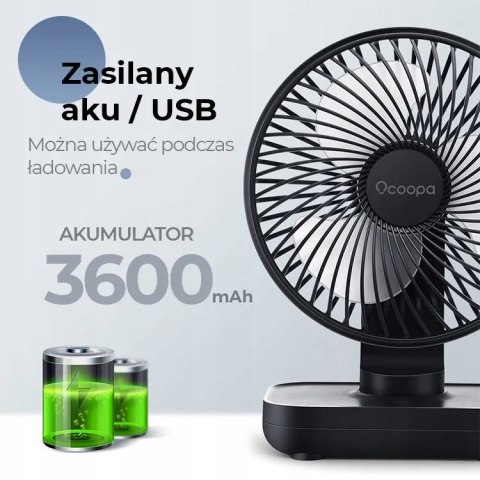 Przenośny Mini Wentylator Ocoopa D606 Grafitowy Usb 4 Tryby Akumulator 3600