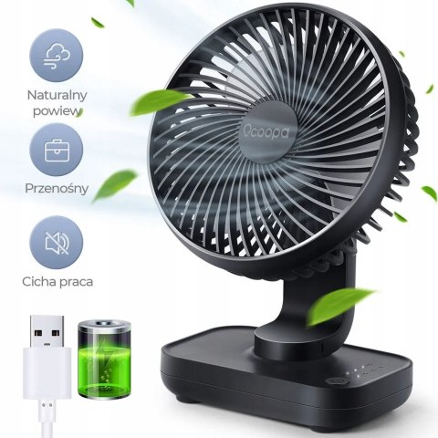Przenośny Mini Wentylator Ocoopa D606 Grafitowy Usb 4 Tryby Akumulator 3600