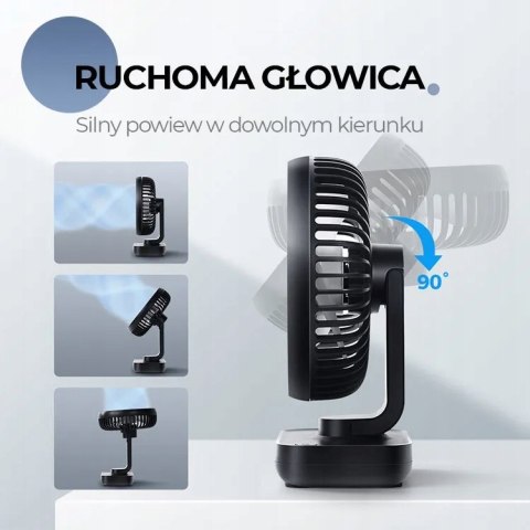 Przenośny Mini Wentylator Ocoopa D606 Grafitowy Usb 4 Tryby Akumulator 3600