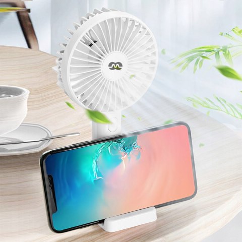 Przenośny Wentylator Mozos 1800Mah 3 Prędkości Usb Ręczny Mobilny Biały