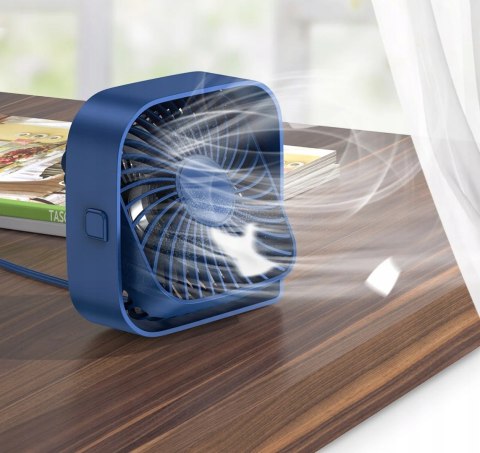 Stołowy Wentylator Usb Topk K50 Mocny Cichy Niebieski Obrotowa Głowica 360°
