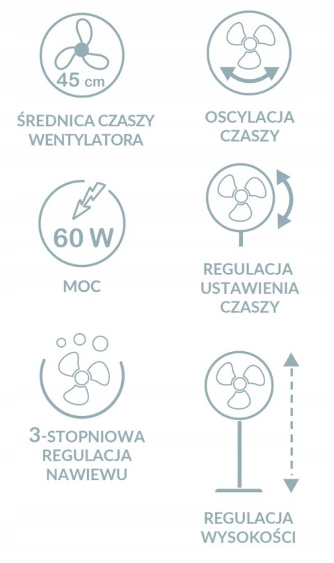 Wentylator Stojący Podłogowy Haus&Luft 3 Tryby Regulacja Wysokości Cichy