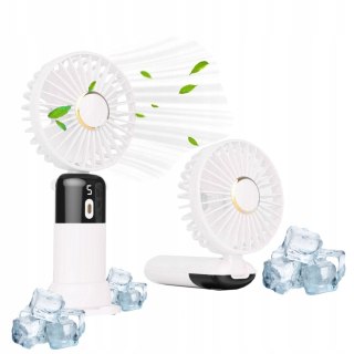 Wydajny Mini Wentylator Biurkowy Biały Bezprzewodowy Usb-C 5Trybów Led 2.5W
