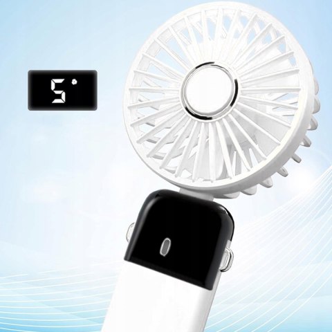 Wydajny Mini Wentylator Biurkowy Biały Bezprzewodowy Usb-C 5Trybów Led 2.5W