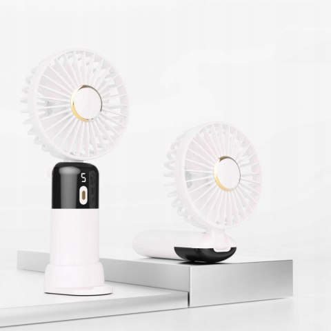 Wydajny Mini Wentylator Biurkowy Biały Bezprzewodowy Usb-C 5Trybów Led 2.5W