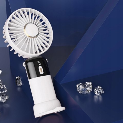 Wydajny Mini Wentylator Biurkowy Biały Bezprzewodowy Usb-C 5Trybów Led 2.5W