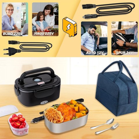 Elektryczny Lunch Box Pojemnik Podgrzewacz Obiadu Do Biura Auta 12/24/220V