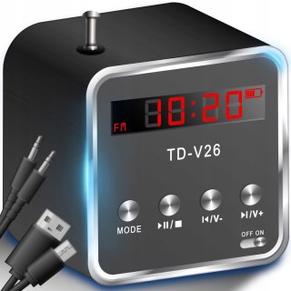 Głośnik Bezprzewodowy Przenośny Mini Radio Kuchenne Fm Led Czarny