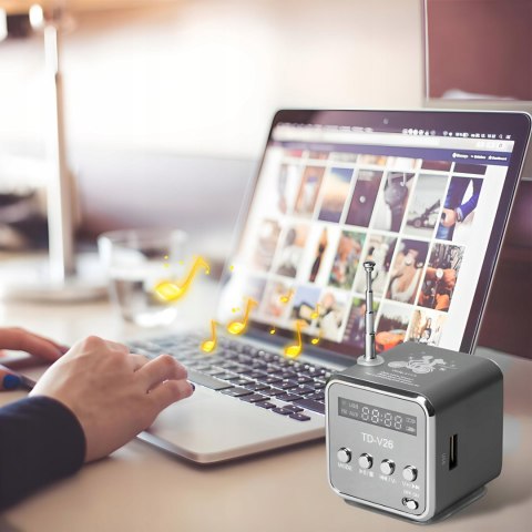 Głośnik Bezprzewodowy Przenośny Mini Radio Kuchenne Fm Led Czarny