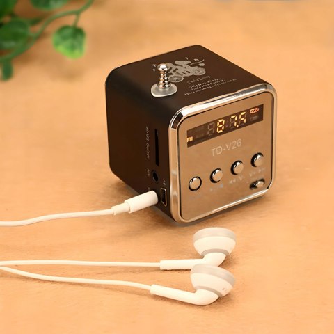 Głośnik Bezprzewodowy Przenośny Mini Radio Kuchenne Fm Led Czarny