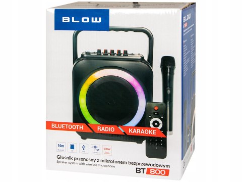 Głośnik Bluetooth Usb Sd Radio Przenośny Led Karaoke Mikrofon Pilot Zestaw