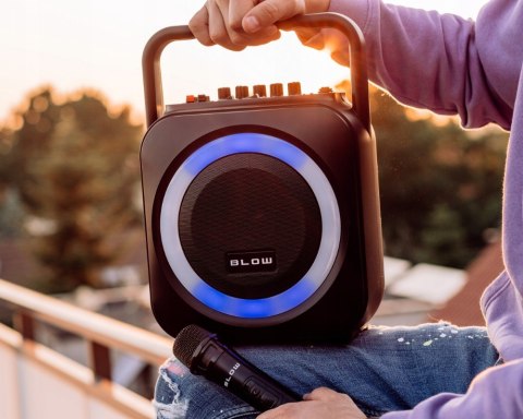 Głośnik Bluetooth Usb Sd Radio Przenośny Led Karaoke Mikrofon Pilot Zestaw
