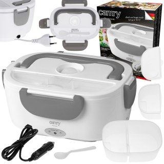 Lunch Box Elektryczny Podgrzewany Termos 230/12V Szaro-Biały 1,1 Litra 50W