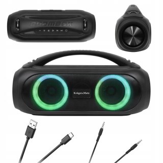 Mocny Głośnik Bluetooth Przenośny Boombox Sd Fm Karaoke Tws Czarny Led