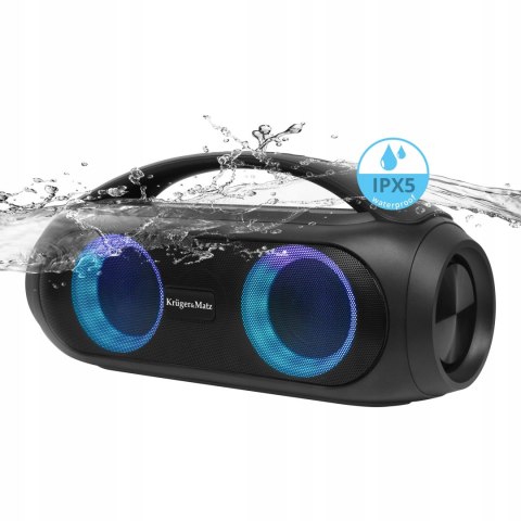 Mocny Głośnik Bluetooth Przenośny Boombox Sd Fm Karaoke Tws Czarny Led