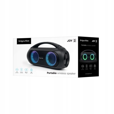 Mocny Głośnik Bluetooth Przenośny Boombox Sd Fm Karaoke Tws Czarny Led