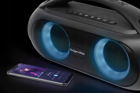 Mocny Głośnik Bluetooth Przenośny Boombox Sd Fm Karaoke Tws Czarny Led