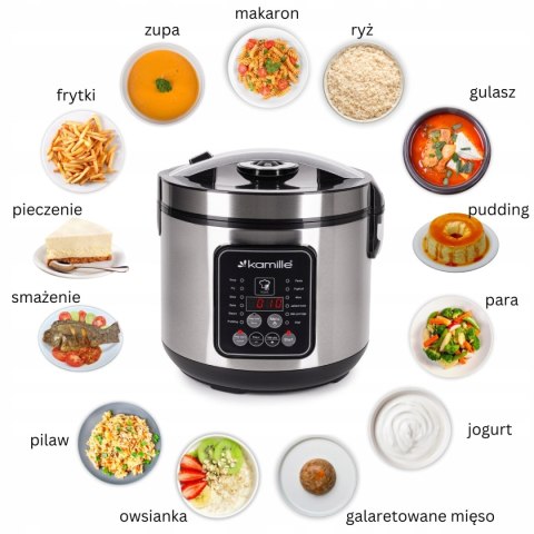 Multicooker Elektryczny Garnek Szybkowar Parowar 13 Programów Kamille