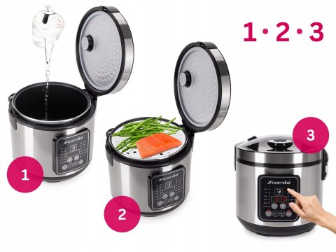 Multicooker Elektryczny Garnek Szybkowar Parowar 13 Programów Kamille