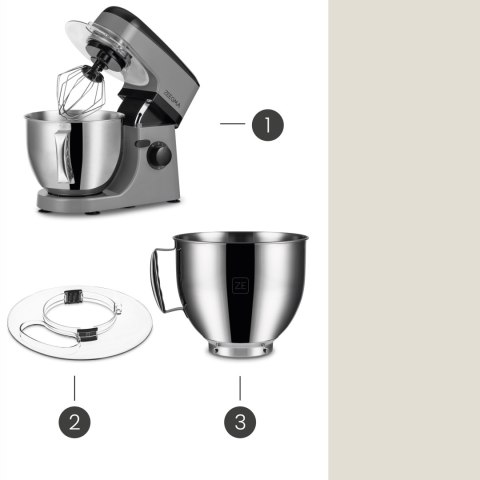 Robot Planetarny Zeegma Planeet Mix 5L, 1800W, Mieszadła 3W1, Srebrny