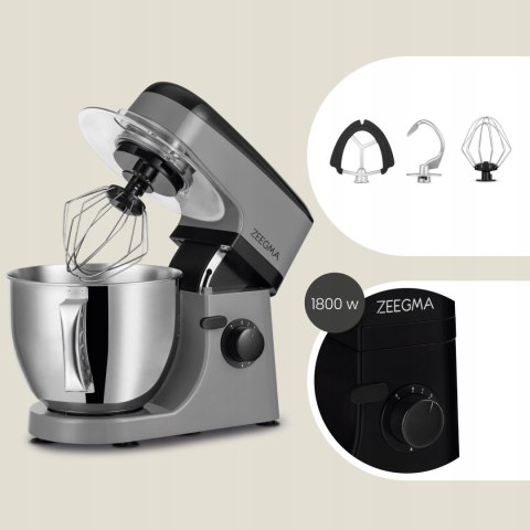 Robot Planetarny Zeegma Planeet Mix 5L, 1800W, Mieszadła 3W1, Srebrny