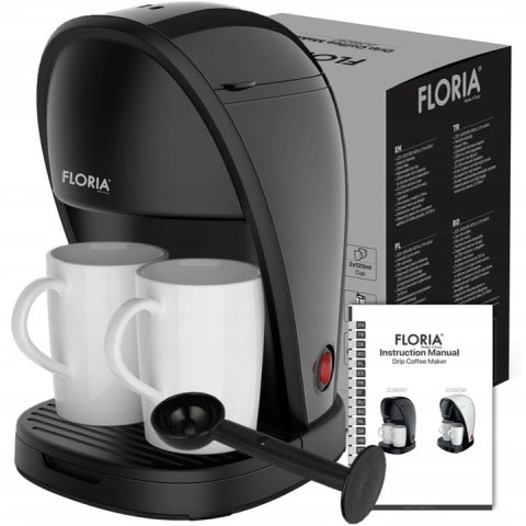 Ekspres Przelewowy Do Kawy Floria 450W Z 2 Kubkami Ceramicznymi 125Ml