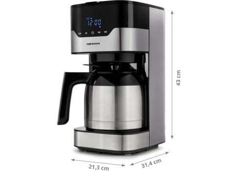 Ekspres Przelewowy Medion 1.2L 900W, Regulacja Aromatu, Termos, 8 Filiżanek