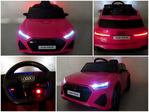Audi Rs6 Gt Różowy Auto Na Akumulator Dla Dziecka Z Pilotem I Światłami Eva