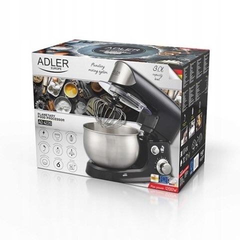 Robot Kuchenny Adler, 700W - Mocny 6 Prędkości, 3L, Czarny, Ruch Planetarny