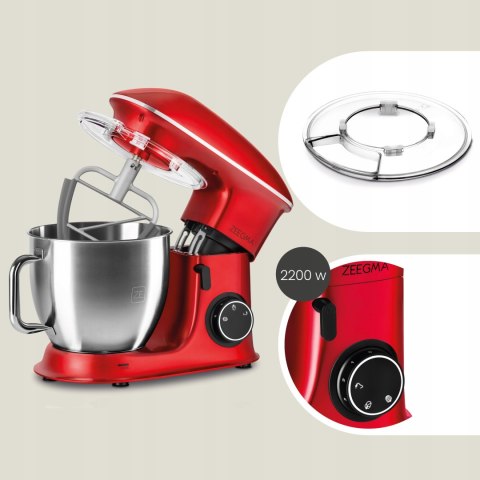 Robot Kuchenny Zeegma 6,5L 2200W Z Teflonowymi Końcówkami I Led Czerwony