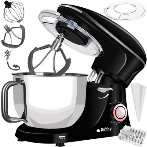 Robot Planetarny Kuchenny Ruhhy 2200W, 6,2L, 6 Prędkości, Czarny