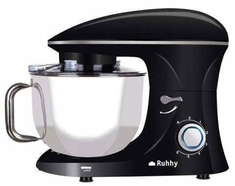 Robot Planetarny Kuchenny Ruhhy 2200W, 6,2L, 6 Prędkości, Czarny
