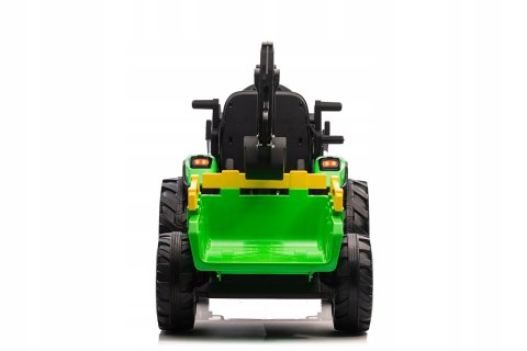Traktor Koparka Na Akumulator Dziecięca 24V Z Przyczepą I Pilotem, Zielony