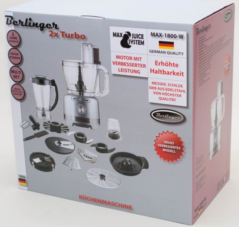 Wielofunkcyjny Robot Kuchenny Berlinger 1800W Blender, Szatkownica, Młynek