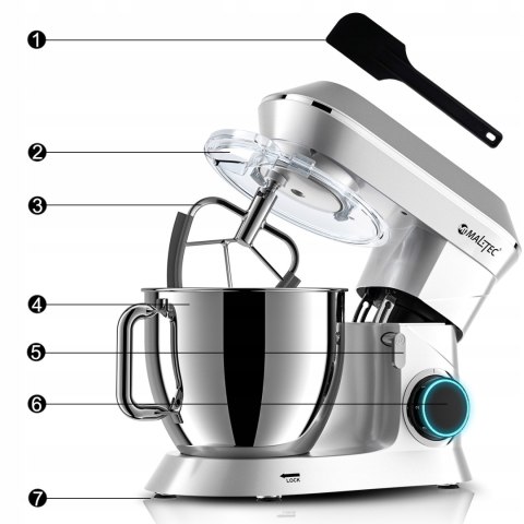Wielofunkcyjny Robot Kuchenny Maltec 6,5L 2200W Z 3 Końcówkami