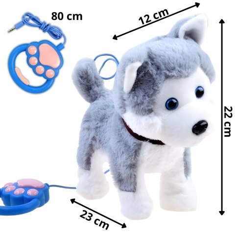 Interaktywny Piesek Husky Henio Z Smyczą - Chodzący I Szczekający 22Cm