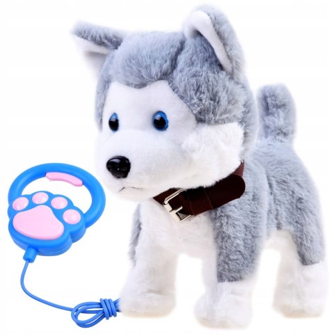 Interaktywny Piesek Husky Pluszowy Z Smyczą, Reakcje Dźwiękowe I Ruchowe