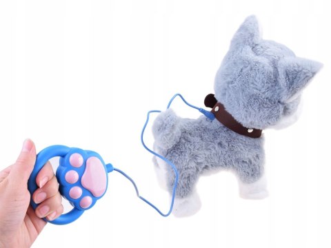 Interaktywny Piesek Husky Pluszowy Z Smyczą, Reakcje Dźwiękowe I Ruchowe