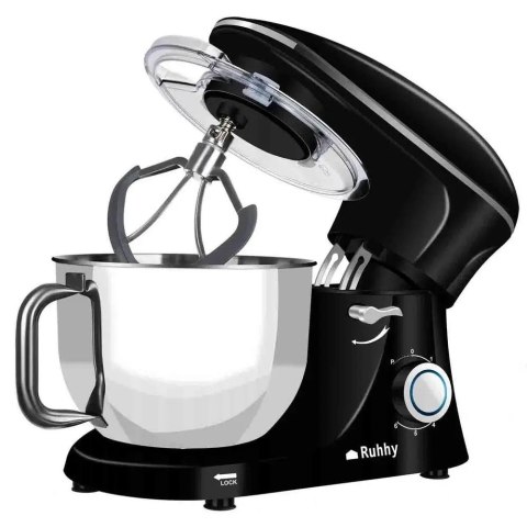 Robot Kuchenny Planetarny Mocny 2200W, Czarny, Misa 6,5L 6 Prędkości Czarny