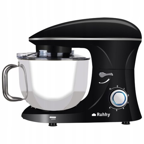 Robot Kuchenny Planetarny Mocny 2200W, Czarny, Misa 6,5L 6 Prędkości Czarny