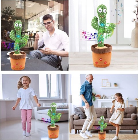 Śpiewający Interaktywny Tańczący Kaktus Led 120 Piosenek Nagrywanie Zabawka
