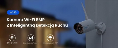 Kamera Reolink W320 5Mp Wifi 2.4/5Ghz Detekcja Osób/Zwierząt Noc 30M Ip67