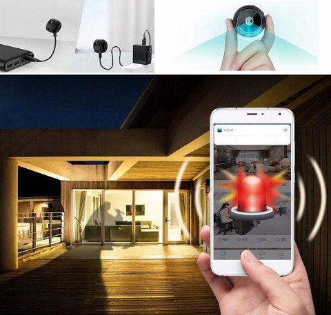 Kompaktowa Mini Kamera Wifi Full Hd Z Detekcją Ruchu I Uchwytem